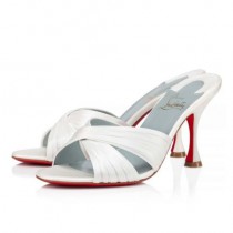 Christian Louboutin Mules Nicol Is Back 85 mm Off White lining Blue Satin