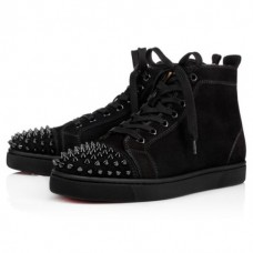 Christian Louboutin High-top Lou Spikes Black black bk Suede Sneaker
