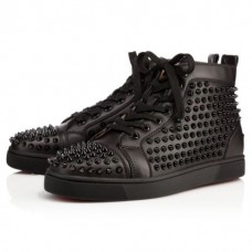 Christian Louboutin High-top Louis Black black bk Calf Sneaker