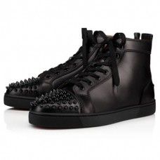 Christian Louboutin High-top Louis Spikes Black black bk Calf Sneaker