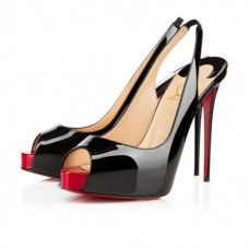 Christian Louboutin Platforms Private Number 120 mm Black red Patent Leather