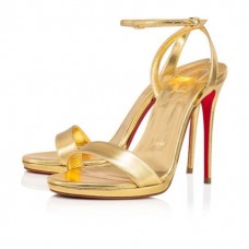 Christian Louboutin Sandal Loubi Queen 120 mm Bouton D Or lin Bouton D Or Leather